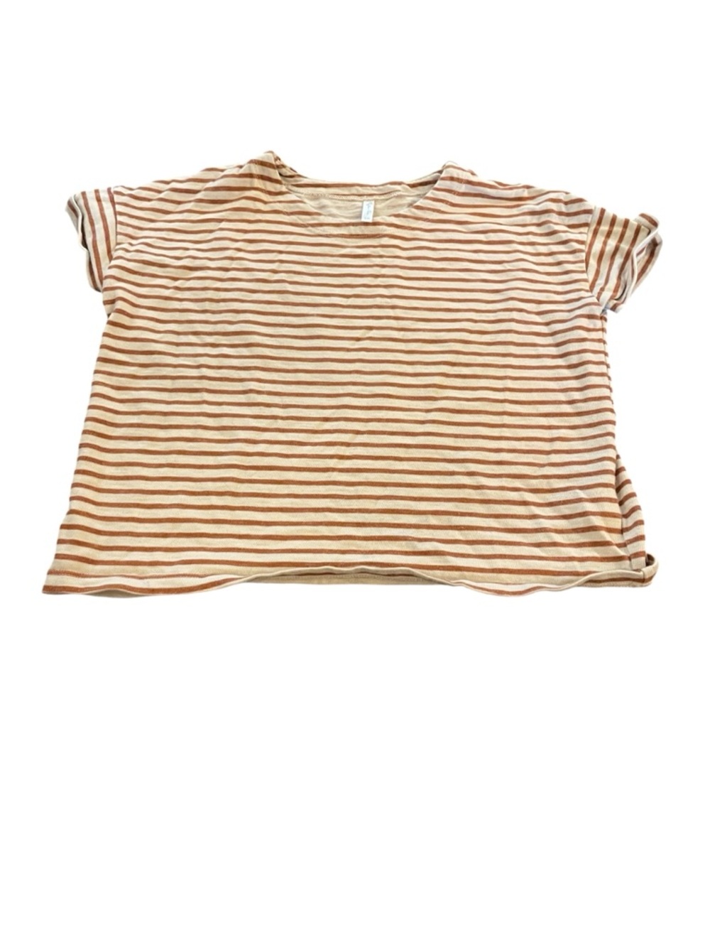 Rylee + Cru Cream and Brown Striped Short Sleeve Tee Girls Size 8-9 Years